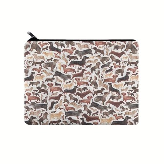 1 件腊肠犬印花便携式拉链收纳袋化妆包化妆收纳袋适用于旅行化妆工具送给妈妈的礼物卡通印花卡通图案