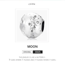 WOSTU 1入組925純銀月亮墜飾釘珠吊墜適合原始手環項鍊適合女士首飾類 - 銀色 - 查看 6