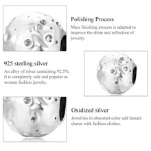 WOSTU 1入組925純銀月亮墜飾釘珠吊墜適合原始手環項鍊適合女士首飾類 - 銀色 - 查看 9