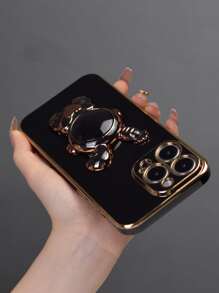 Plating Phone Case With Astronaut Design Phone Holder - Black - View 4