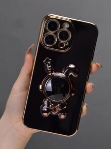 Plating Phone Case With Astronaut Design Phone Holder - Black - View 5