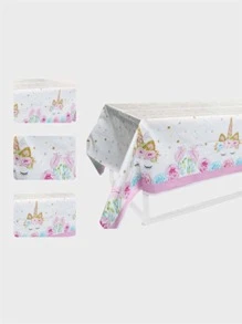 1pc Unicorn Tablecloth For Birthday Party Decoration, Disposable Mini Table Runner, Suitable For Outdoor Picnic - Multicolor - View 1