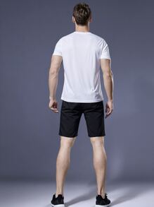 男友风格男士夏季运动装，宽松短袖训练上衣，适合健身、篮球、足球、跑步（白色）健身服男友风格男士基本款 T 恤