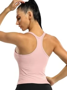 Sports Bra Top With Removable Padding, One Piece - Pink - View 2