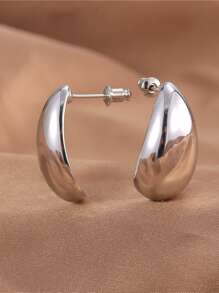 1pair Metallic Tear Drop Shape Earrings In Gold - Gold - View 4