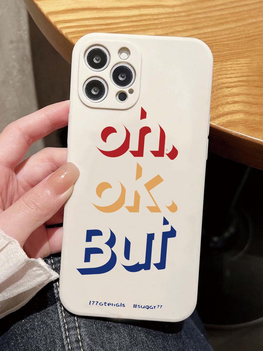 Letter Graphic Phone Case,International Version, Not The Domestic Version - White - View 1