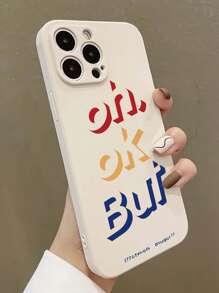 Letter Graphic Phone Case,International Version, Not The Domestic Version - White - View 2