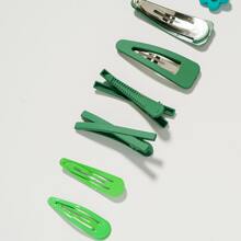 7pcs Thiết kế hoa Kẹp tóc - màu xanh lá - Xem 2