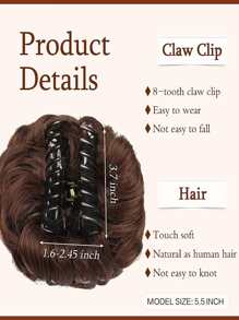 2/60a＃ 5.5英寸鉤環捲曲鬆散包子頭發型,鉤環辮子馬尾髮套,化學纖維凌亂蓬鬆捲曲髮型,65克,適用於女性 - 間色 - 查看 3