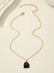 1入時尚萬聖節主題搭油滴鬼怪掛墜項鍊,適用於戶外活動、派對、宴會