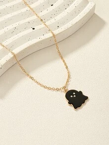 1入時尚萬聖節主題搭油滴鬼怪掛墜項鍊,適用於戶外活動、派對、宴會