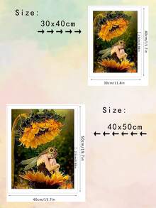 向日葵女孩diy鑽石繪畫家居裝飾手工吊墜,鑽石十字繡畫,適用於可愛卡通畫愛好者的禮物