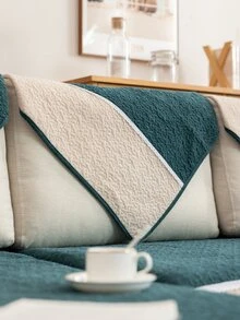 1pc Plain Sofa Cushion, Modern Simple Plush Anti-slip Wrinkle-resistant Couch Cover Suitable For Living Room Home Use - Green - View 6