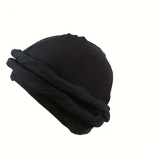 Mũ quấn đầu nam thời trang có dây bện/Lớp lót satin bên trong chắc chắn/Thiết kế co giãn thông thường - màu đen - Xem 9