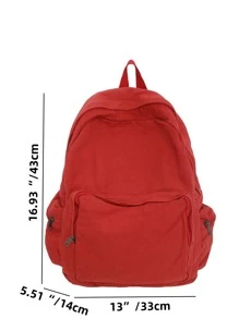 Mochila rojo de lona estilo universitario - Rojo - Ver 5