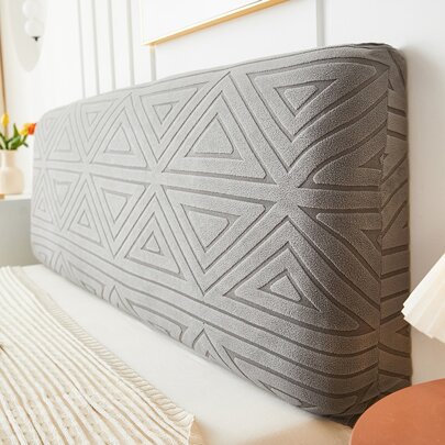 1pc Geometric Jacquard Bed Head Cover, High Elasticity, Dirt-resistant, Skin-friendly And Soft For Bedroom