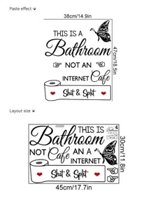 mama look 1pc English Bathroom Butterfly Wall Sticker Home Decoration Decal Toilet Sticker, Stickers, Wall Decal, Vinyl Decal For Home Decorations, Spring Decoration Items Refresh Your Home, Rama Decoration Stickers