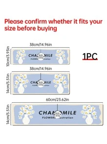 1入組現代簡約風格手繪藍色背景植物和花瓶，字母印花矽膠防滑水龍頭滴水墊，兼容不同水龍頭，適合浴室、廚房 - 彩色 - 查看 3
