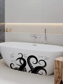 1 Pieza Adhesivo De Calcomanía De Tentáculos De Pulpo Impermeable Para Decoración De Baño - Negro - Ver 4