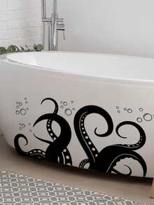 1 Pieza Adhesivo De Calcomanía De Tentáculos De Pulpo Impermeable Para Decoración De Baño - Negro - Ver 5