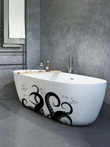 1 Pieza Adhesivo De Calcomanía De Tentáculos De Pulpo Impermeable Para Decoración De Baño - Negro - Ver 1