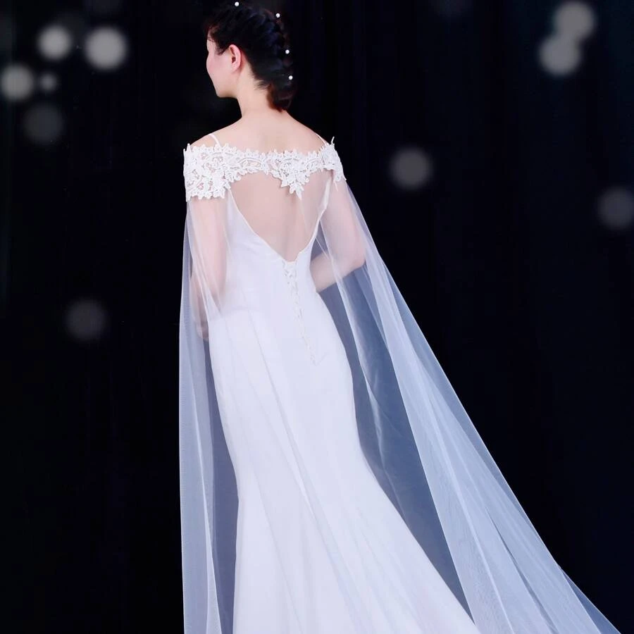 1pc Bridal Lace Shawl Wedding Cape Fall Clothes For Women - White - View 1