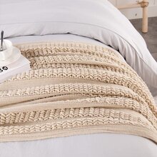 lifein Throw Blanket for Couch - Soft Boho Farmhouse Knit Throw, Cozy Knitted Small Lightweight Blanket&Throws with Tassel for Home Decor,Bed,Chair,Sofa,Gift,Fall(Tan/Gray Tones,50*60in 1pc)