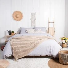 lifein Throw Blanket for Couch - Soft Boho Farmhouse Knit Throw, Cozy Knitted Small Lightweight Blanket&Throws with Tassel for Home Decor,Bed,Chair,Sofa,Gift,Fall(Tan/Gray Tones,50*60in 1pc)