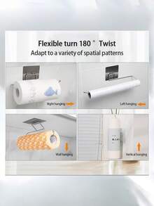 1/2入組懸掛衛生紙架卷紙支架浴巾架支撐架廚房支撐架紙架家庭收納 - 銀色 - 查看 4