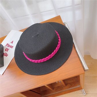 1 Pieza Sombrero De Sol Casual Estilo Coreano Para Mujer Con Adorno De Cadena En La Cima Plana Para Viajar, Vacaciones O Playa