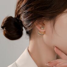 1 đôi Phong cách Vintage Xu hướng: Cắt giảm Trái bóng & Khối Zirconia  Trang trí Bông tai stud Thích hợp Đối với Của phụ nữ Mặc hàng ngày - Vàng - Xem 5