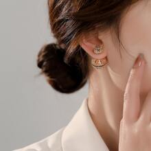 1 đôi Phong cách Vintage Xu hướng: Cắt giảm Trái bóng & Khối Zirconia  Trang trí Bông tai stud Thích hợp Đối với Của phụ nữ Mặc hàng ngày - Vàng - Xem 3