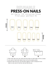 VV MEI JIA ER 24 Piezas Uñas Postizas Largas De Ataúd Con Diseño De Estampado De Cebra Y Leopardo, Puntas De Uñas Falsas Acrílicas Brillantes Negras Para Mujeres Y Niñas & 1 Hoja De Cinta Y 1 Lima De Uñas - Multicolor - Ver 4