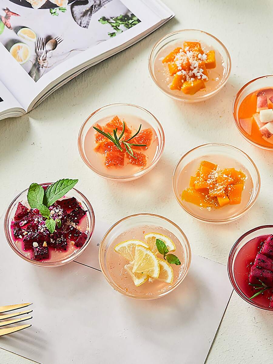 10pcs Round Glass Dessert/Snack Bowls, Suitable For Pudding, Ice Cream, Face Mask