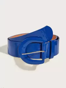 1 件女用多巴胺色閃亮 Pu 腰帶 A 字連身裙或牛仔褲,適合日常穿著 - 寶藍色 - 查看 1