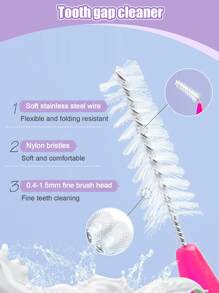 粉色铅笔牙间刷，20 支 0.6 毫米口腔护理牙齿清洁工具牙签，客厅家居卧室浴室家居装饰，旅行用品，婚礼、派对、生日，送给男士、妈妈、爸爸、朋友的礼物，新年、配饰、有趣的礼物 - 粉色 - 查看 3