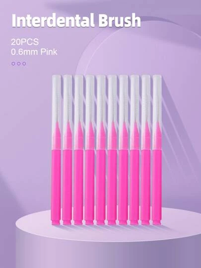 Pink Pencil Interdental Brush, 20pcs 0.6mm Oral Dental Care Teeth Cleaning Tool Dental Picks, Living Room Home Bedroom Bathroom House Decor, Travel Stuff, Wedding, Party, Birthday, Gifts For Men Mom Dad Friends, New Years, Accessories, Funny Gift