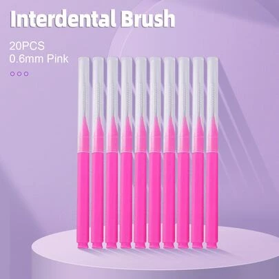 Pink Pencil Interdental Brush, 20pcs 0.6mm Oral Dental Care Teeth Cleaning Tool Dental Picks, Living Room Home Bedroom Bathroom House Decor, Travel Stuff, Wedding, Party, Birthday, Gifts For Men Mom Dad Friends, New Years, Accessories, Funny Gift