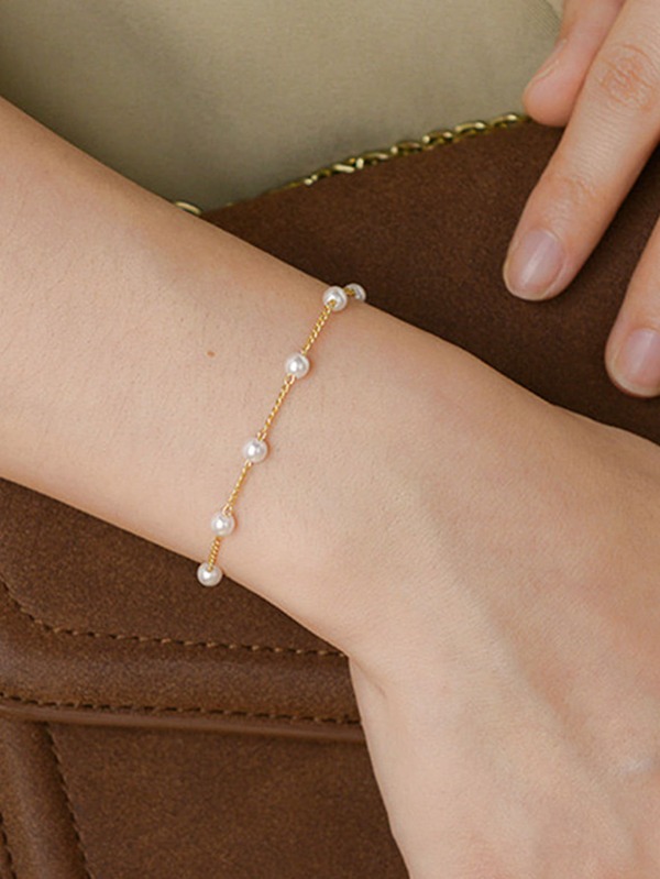 1pc Simple Elegant Sweet Faux Pearl Women Bracelet Party Date Gift