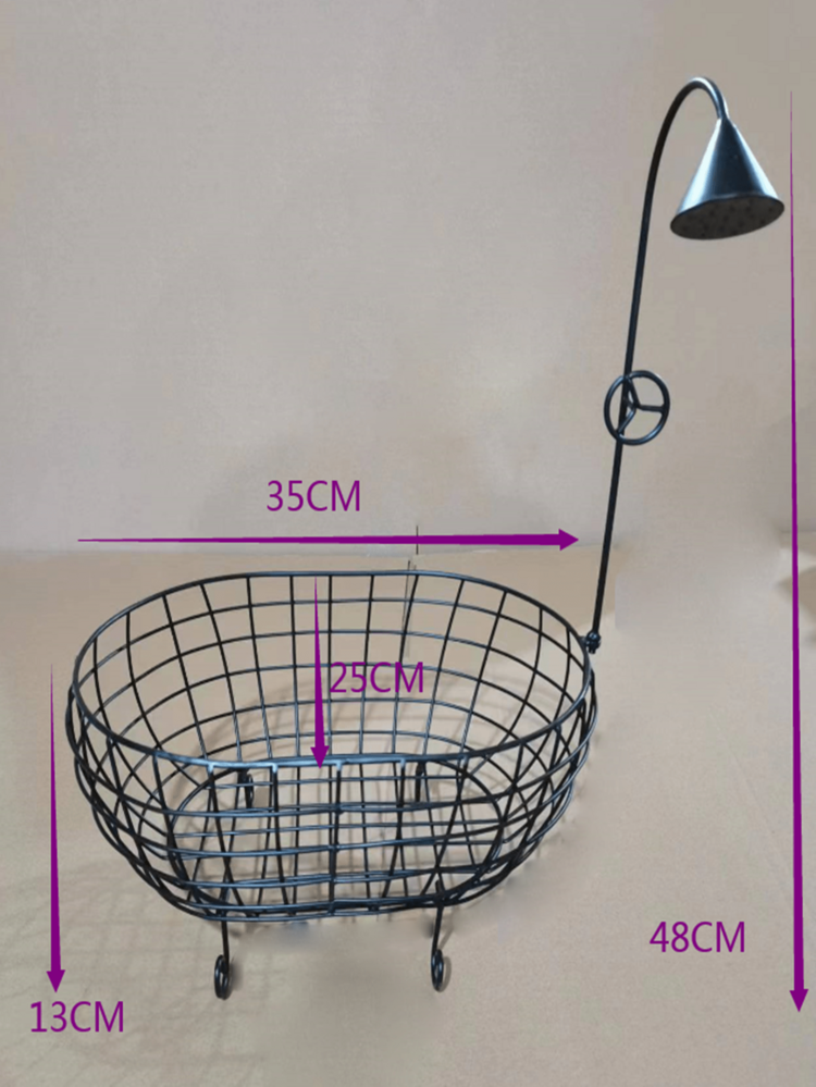 1pc Newborn Photography Prop Basket, Baby Photo Accessory Iron Basket Mini Bathtub, Suitable For Photo Studio (Black) Baby Shower Easter Gifts Things For Girls/Boys - Black - View 3