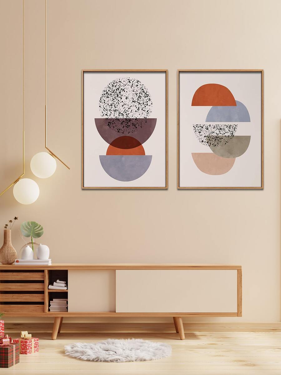 2pcs Diy Diamond Painting Abstract Patterns Wall Decoration Home Decor & Art Crafts - Multicolor - View 1