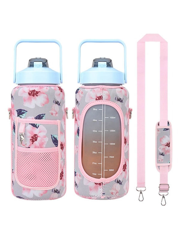 Portable Sports Water Bottle Sleeve With Shoulder Strap And Phone Holder - Protects And Insulates Half Gallon Bottles For Easy Hydration On The Go(Water Bottle Not Included)