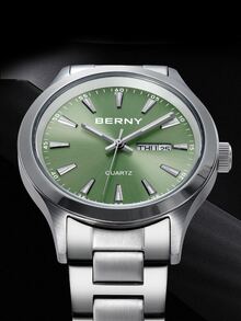 BERNY Đồng Hồ Quartz Nam - màu xanh lá - Xem 6