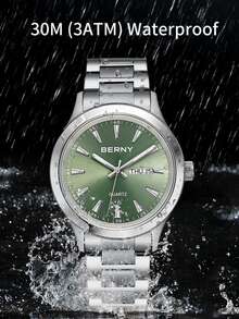 BERNY Đồng Hồ Quartz Nam - màu xanh lá - Xem 5