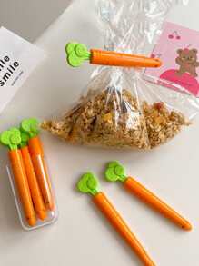 5入組/套塑料食品密封夾創意胡蘿蔔設計家用袋夾 - 橘色 - 查看 4