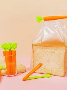 5入組/套塑料食品密封夾創意胡蘿蔔設計家用袋夾 - 橘色 - 查看 5