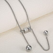 MONALLY 1條極簡時尚不銹鋼可調長度頸鍊,男士夏季假日旅遊海灘派對飾品