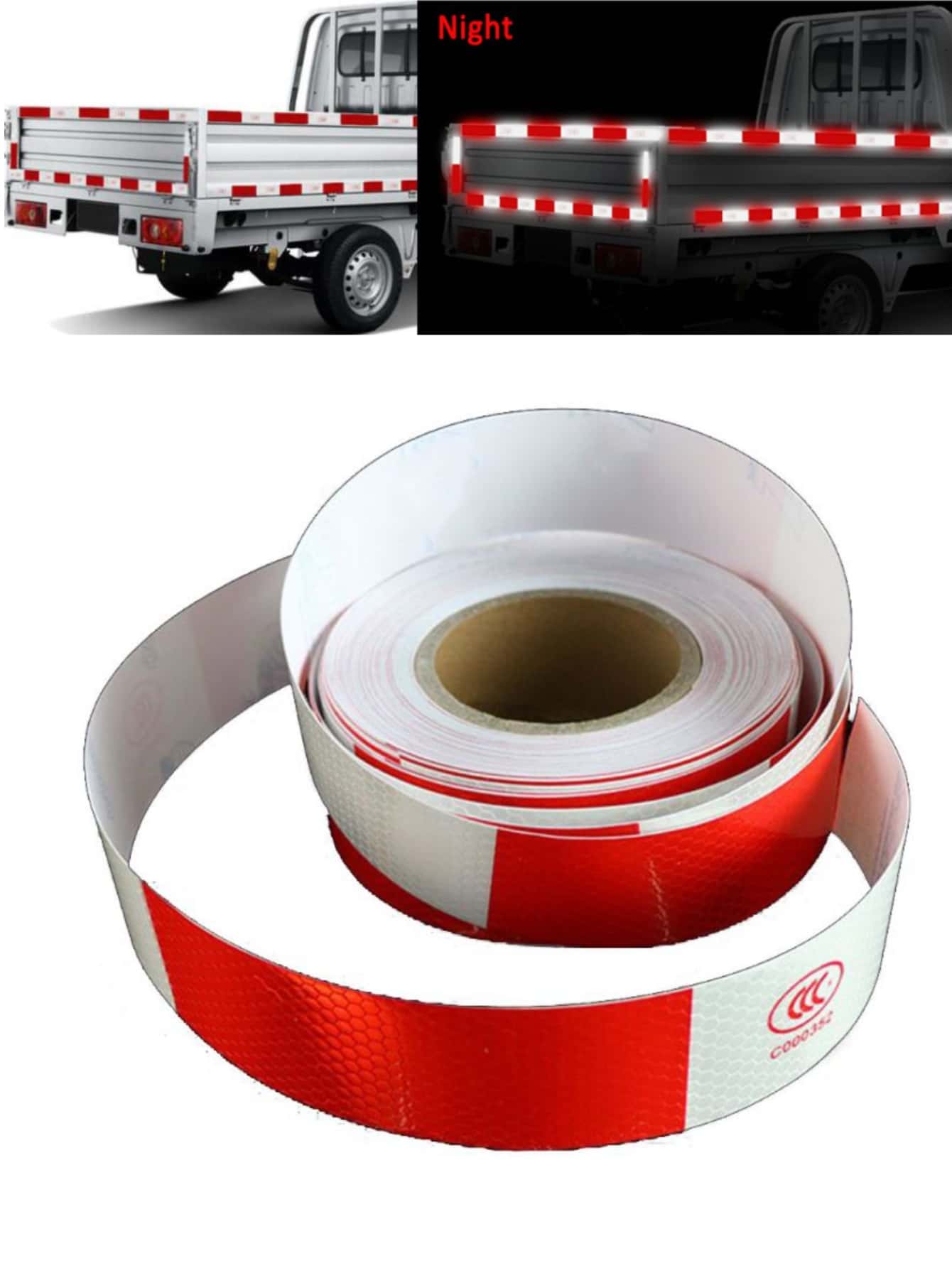 Cinta de seguridad reflectante blanco rojo de 2.5cm x 3mts 3M-983 para coche camion - Rojo y blanco - Ver 1