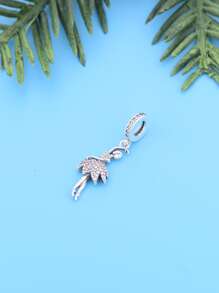 1pc Beautiful 925 Sterling Silver Ballet Dancer Pendant With Pink Cubic Zirconia And Bead, Diy Memorial Dance Party Gifts For Girls - Silver - View 2