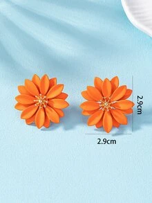 1 đôi Creative & vui tươi Trân châu & Thiết kế hoa Kim loại Bông tai stud Như Ngày lễ tình nhân Qủa tặng - trái cam - Xem 3